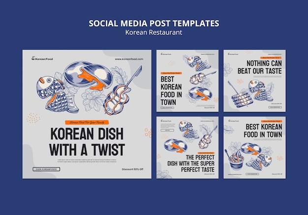 Flat design korean restaurant template