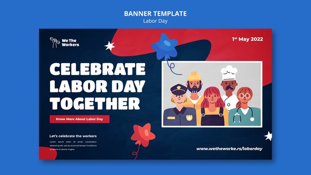 Flat design labor day banner template