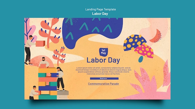 Free PSD flat design labor day banner template