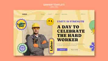 Free PSD flat design labor day celebration landing page