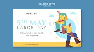 Free PSD flat design labor day day template