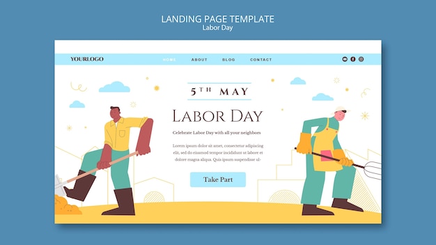 無料PSD フラットなデザインの労働者の日テンプレート