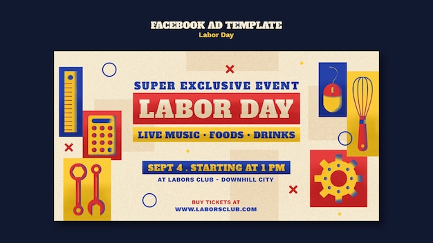 Free PSD flat design labor day facebook template