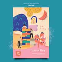 Free PSD flat design labor day poster template