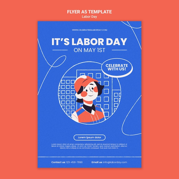 Flat design labor day poster template
