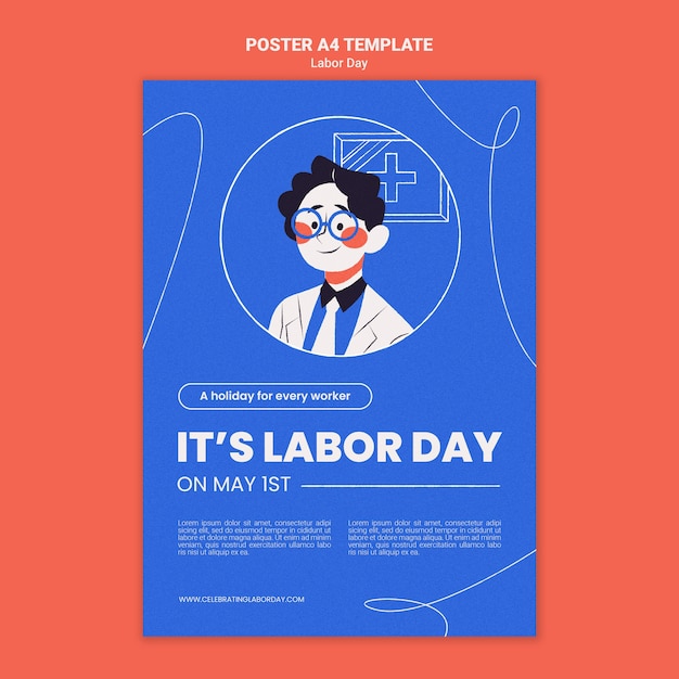 Flat design labor day poster template