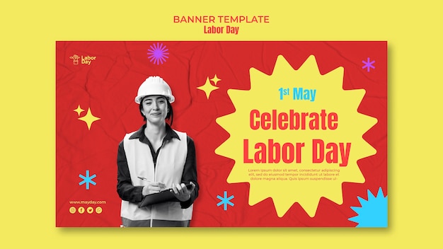 Free PSD flat design labor day template