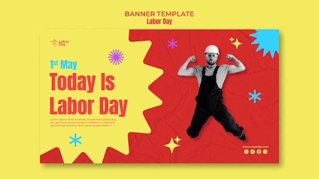 Free PSD flat design labor day template