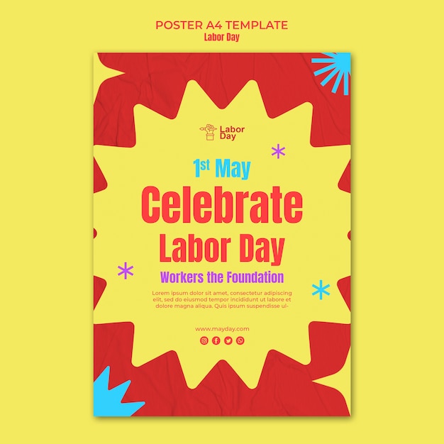 Free PSD flat design labor day template