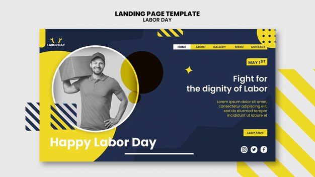 Flat design labor day template