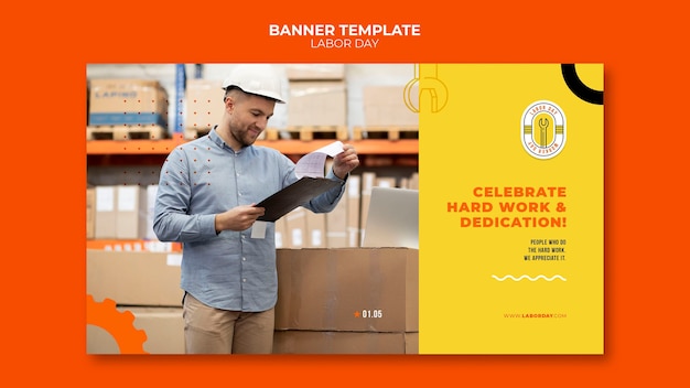 Free PSD flat design labor day template