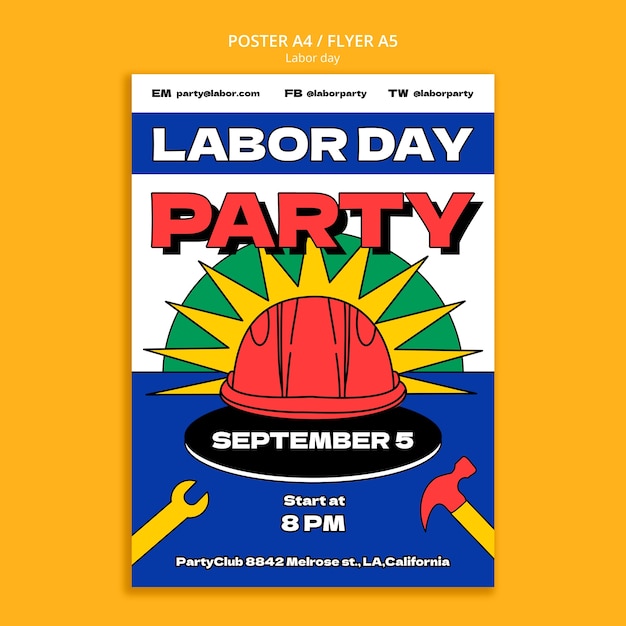 Flat design labor day template