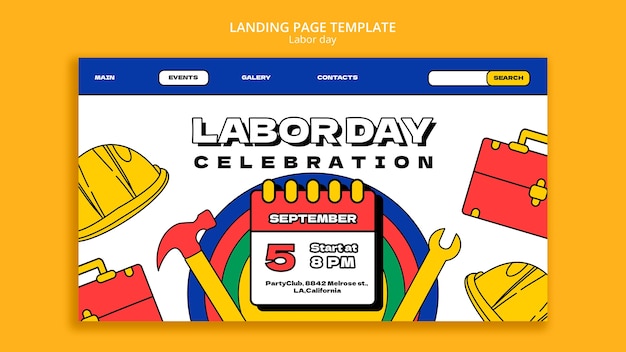 Free PSD flat design labor day template