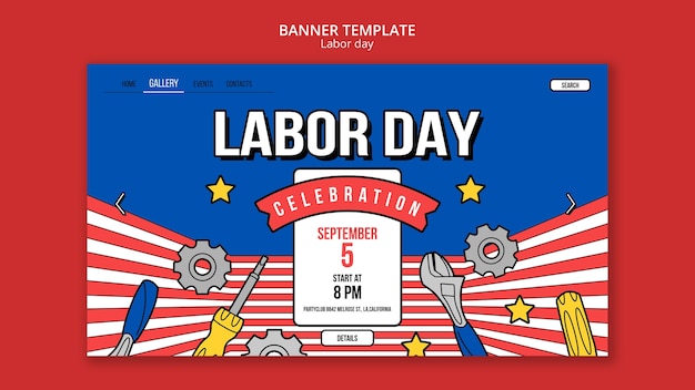 Free PSD flat design labor day template