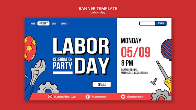 Free PSD flat design labor day template