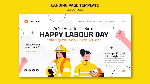 PSD gratuito modello di festa del lavoro design piatto