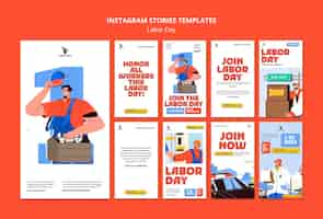 Free PSD flat design labor day template