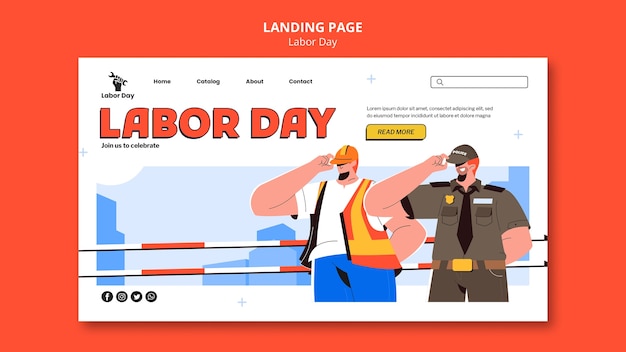 Free PSD flat design labor day template