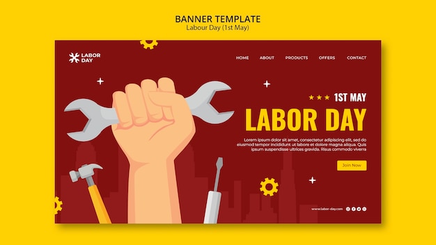 Free PSD flat design labor day template