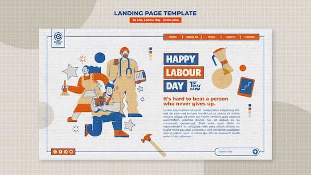 Flat design labour day celebration landing page