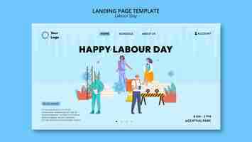 Free PSD flat design labour day template