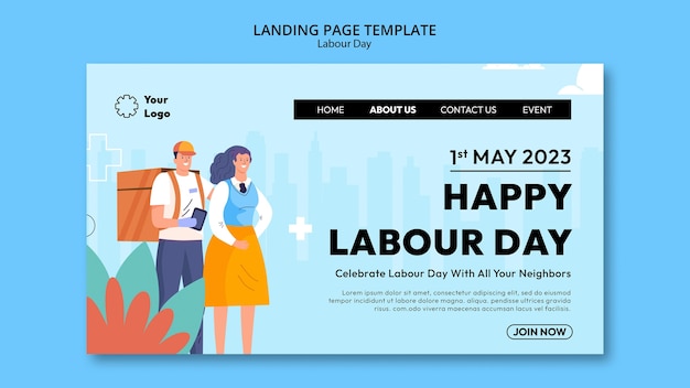 Free PSD flat design labour day template