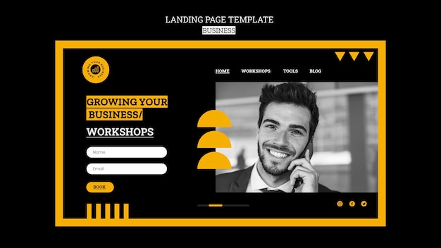 Flat design landing page business template