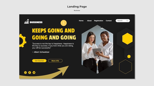 Flat design landing page business template