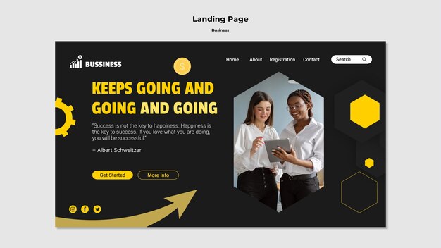 Flat design landing page business template