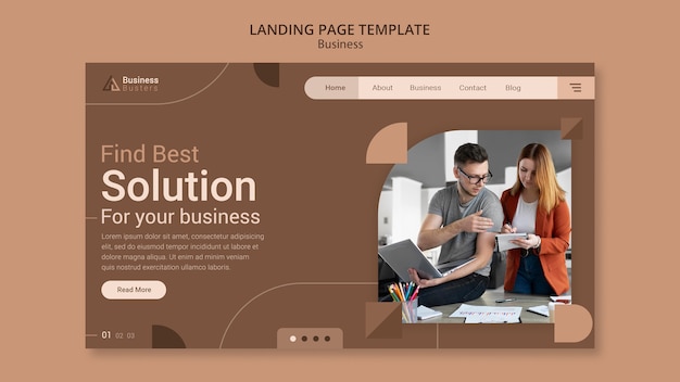 Flat design landing page business template