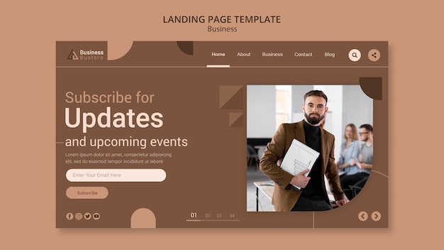 Flat design landing page business template