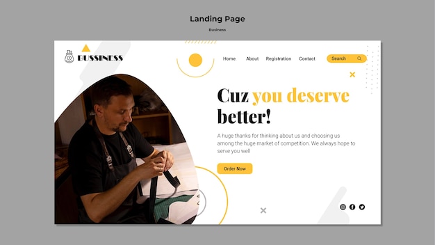 Flat design landing page business template