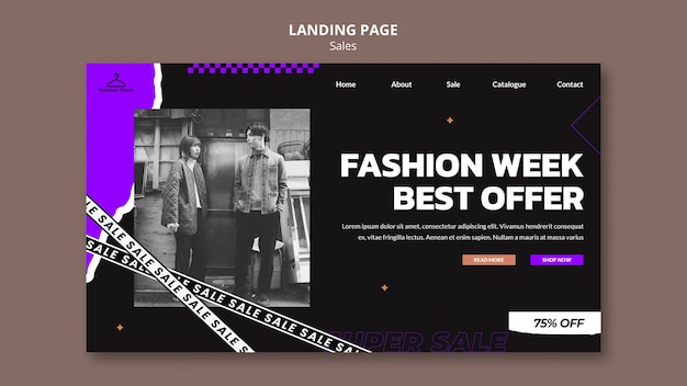 Free PSD flat design landing page sale template