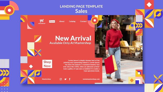 Flat design landing page sale template