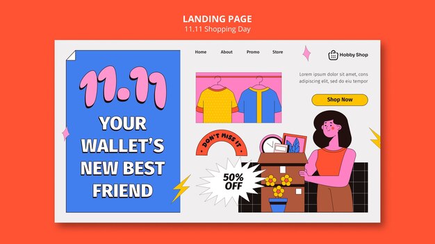 Free PSD flat design landing page template