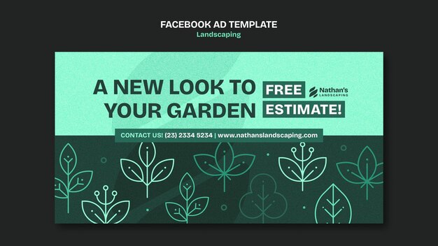 flat design landscaping service facebook template