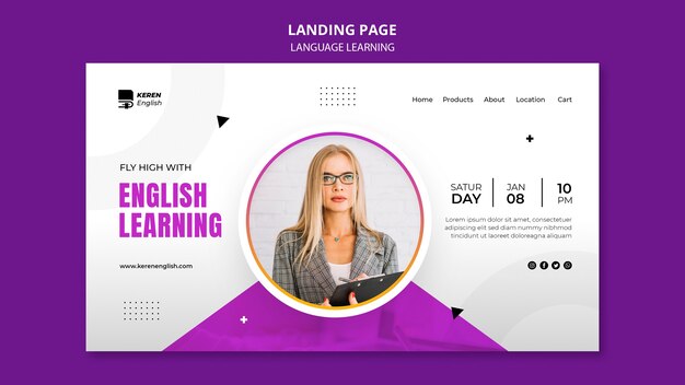 Flat design language learning template