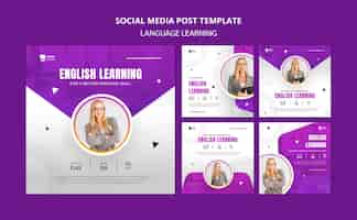 Free PSD flat design language learning template