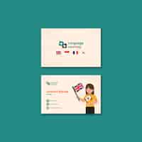 Free PSD flat design language learning template