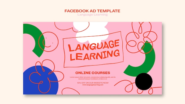 Free PSD flat design language learning template