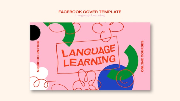 Free PSD flat design language learning template