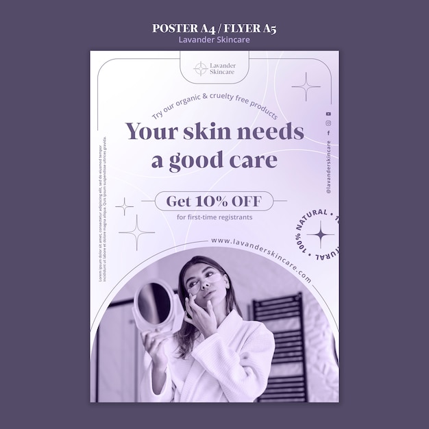 Free PSD flat design lavender skincare template