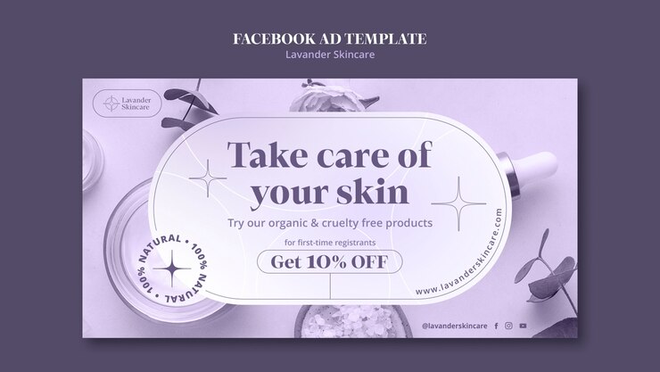 Free PSD flat design lavender skincare template