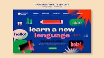 Free PSD flat design learning language template