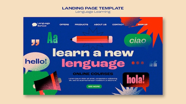 Flat design learning language template
