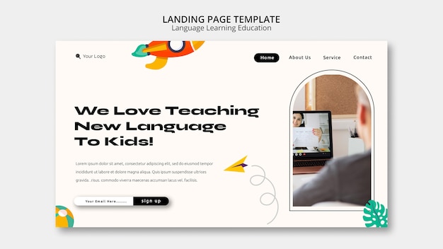 Free PSD flat design learning language template