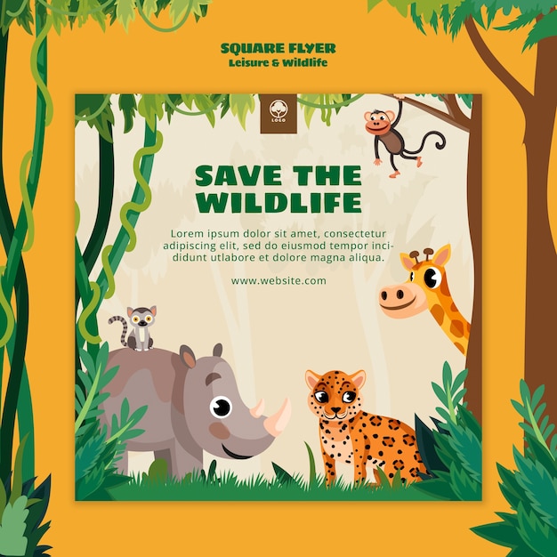 Flat design leisure and wildlife template design