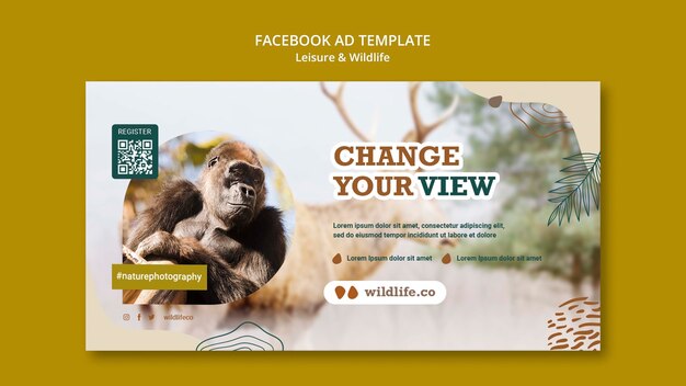 Free PSD flat design leisure and wildlife template