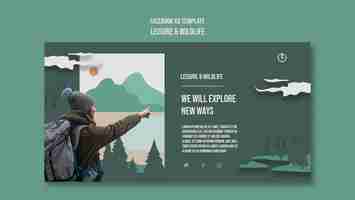 Free PSD flat design  leisure and wildlife template