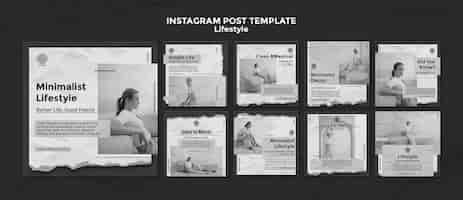 PSD gratuito modello di post instagram stile di vita design piatto